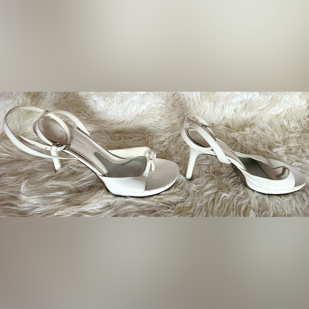 Vintage Amanda Smith White Heels Size 10 – Slingback Peep Toe Platform